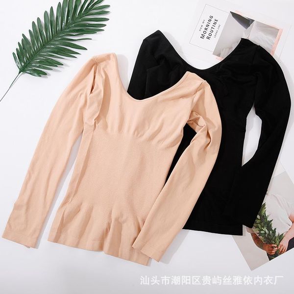 

women's long sleeve autumn winter thin one piece skin color skin tight bottom coat warm underwear, White;black