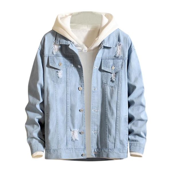 

men's jackets outerwear warm denim coats men light blue winter jean bomber jacket thin slim long sleeve fashion, Black;brown