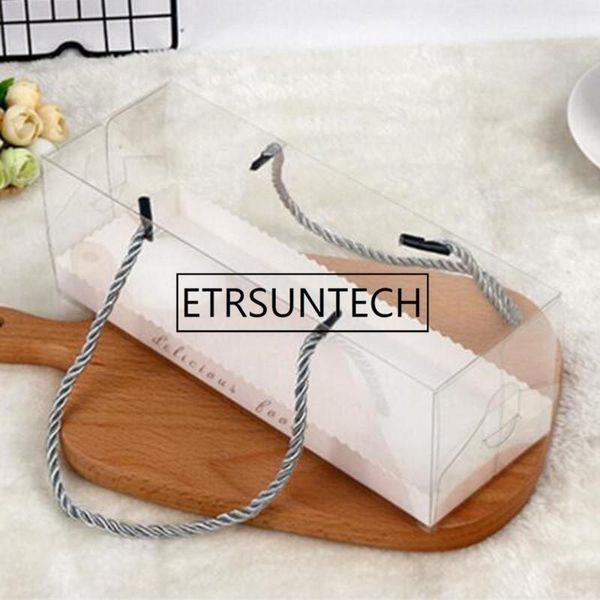 

100pcs clear long plastic cake box for swiss roll portable packaging cake box towel rol gift boxes towel roll storage organizer1