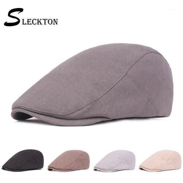 

SLECKTON Cotton Solid Flat Cap Retro Peaked Cap Fashion Beret Casual Newsboy Outdoor Travel Hat Mens Hats and Caps Unisex1, Blue;gray