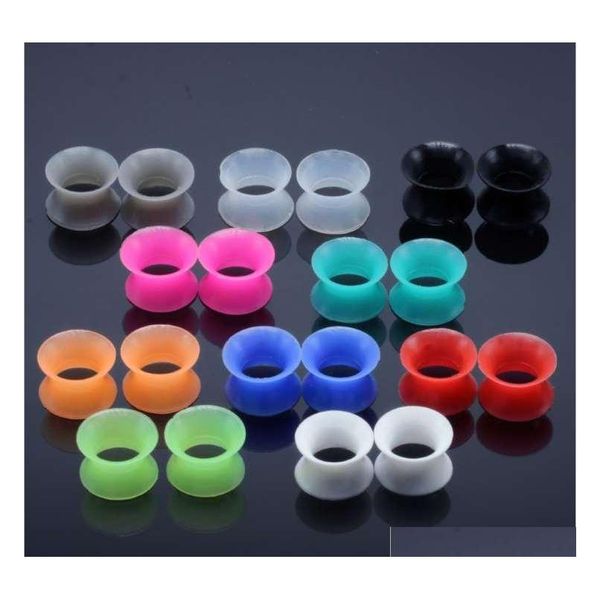 

20 ps per lot mix color sile ear tunnels man womans ear gauge fashion punk jewelry tunnels plugs quali jllgyj home003, Silver