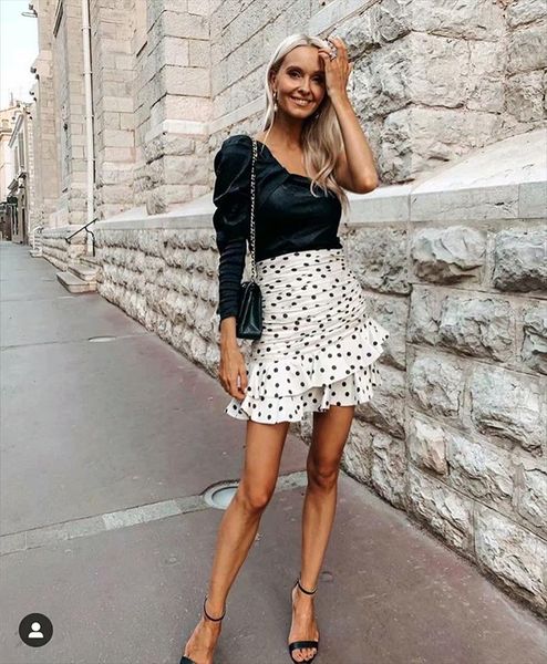 

высокая талия в горошек юбка женские империи летняя юбка дамы формальное работание доставка хорошего качества, Black