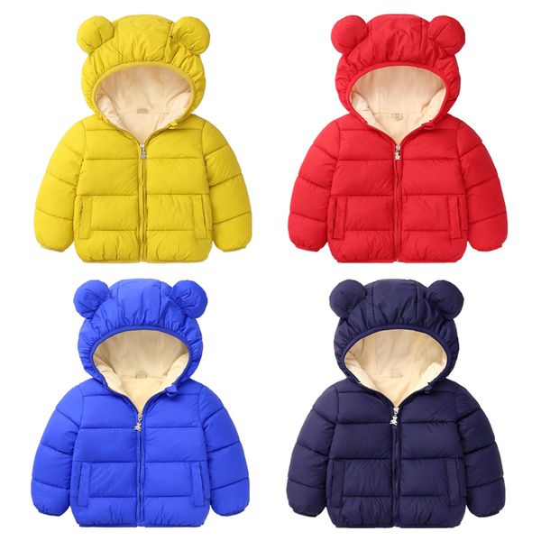 

1 baby's winter cotton padded jacket 2 plush warm coat 3 children's down cotton padded jacket 4 boys' and girls' clothes, Blue;gray