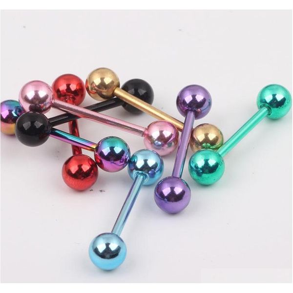 

tongue bar t06 mix 7 color 50pcs/lot body jewelry piercing plated colorl tongue bar jllsnq carshop2006, Silver