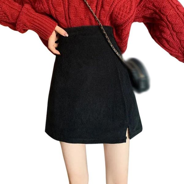 

women's fashion solid empire split casual slim skirt 2021, Black