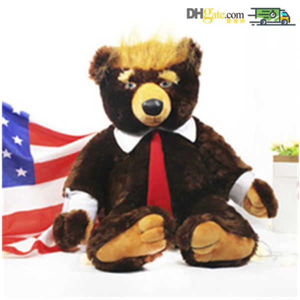 

60cm donald trump bear plush toys cool usa president bear with flag cute animal bear dolls trump plush stuffed toy kids gifts