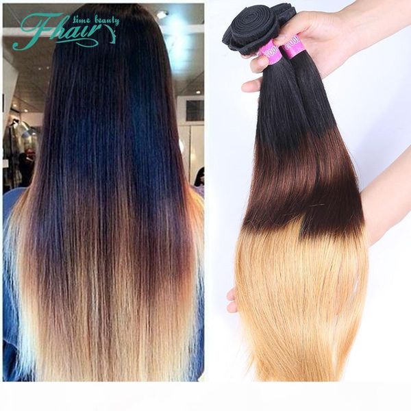 

new style product 9a grade indian ombre hair extensions 1b 4 27 ombre human hair weaves 3 bundles lot 10-30 inch straight hair, Black