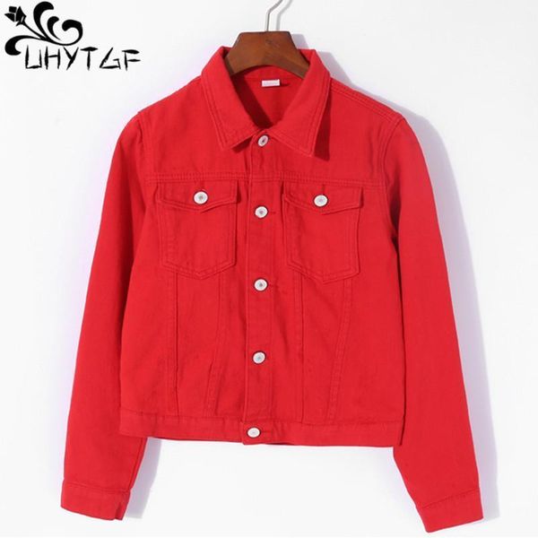 

women's jackets uhytgf women basic coat cute girl slim short jeans jacket female elegant spring autumn denim outerwear casacos feminin, Black;brown