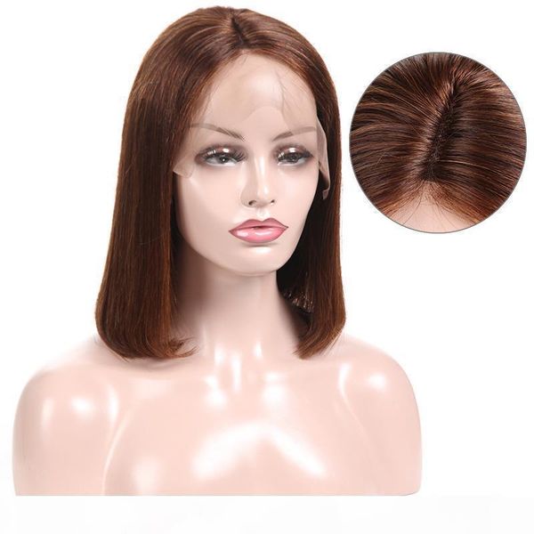 

human hair wigs brazilian virgin hair straight lace front short bob wigs for african american women pre pluck human hair wigs, Black;brown