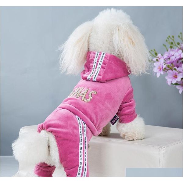 

pet clothes french bulldog autumn winter golden velvet four-leg sportswear teddy small and medium puppies hoodie jumpsuit ejt5e