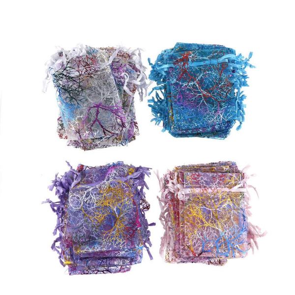 

new selling 50pcs/pack7x9cm wholesale coralline organza jewelry pouch wedding party favor gift bags