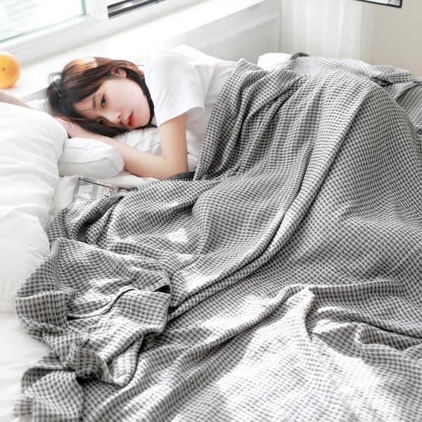 

blankets bamboo fiber plaid blanket on the bed towel queen king size cover spring summer nap throw thread