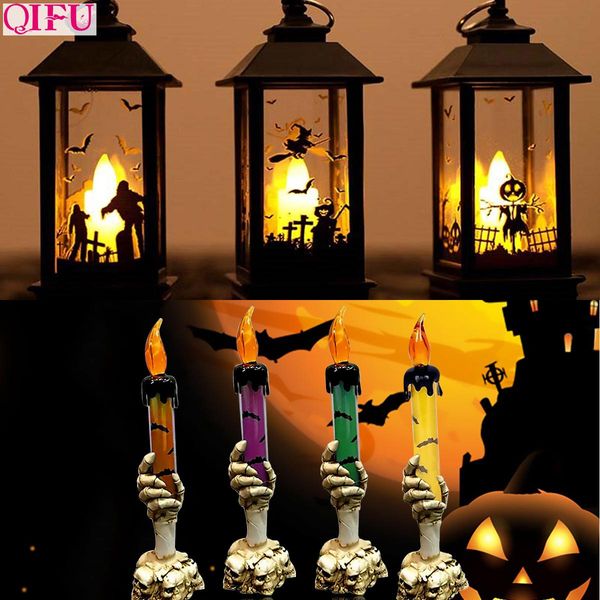 

qifu хэллоуин портативный светодиодный маяк свеча лампы halloween 2019 home decor halloween тыква ведьма аксессуары для вечеринок поставки b