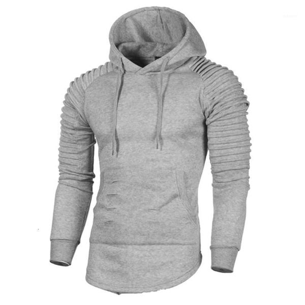 

men sport hoodies fashion long sleeve hole slim fit hooded sweatshirt casual male solid color hoody pullovers 1, Black