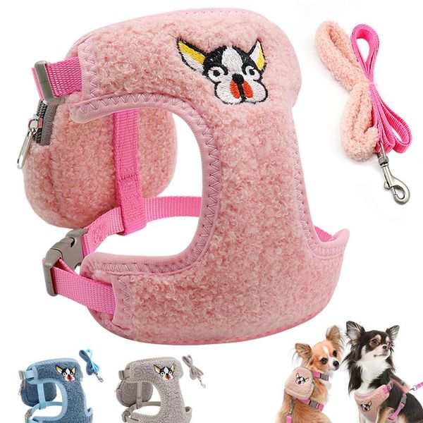 

cute pet dog harness lesah set no pull mesh chihuahua puppy cat harness vest adjustable for small medium dogs french bul wmtrxs
