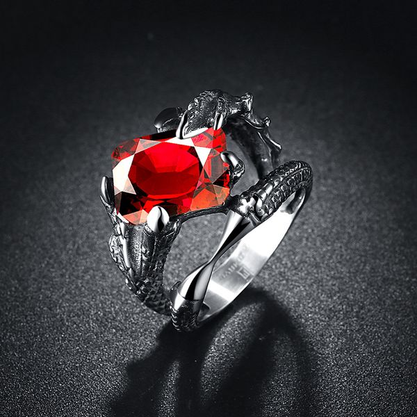 

personalized devil claw inlaid zircon retro ring men's european and american titanium steel bracelets accessories proposal engagement w, Silver