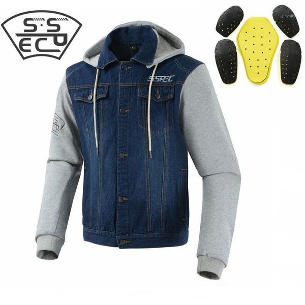 

motorcycle apparel sspec spring summer men's denim jacket motocross racing hoodies fashion casual sweater with protectors s~xxxl1