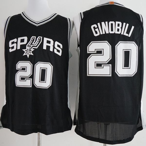 

17-18 2021 new basketball jersey 20 ginobili color black and white size s-xxl, Black;red
