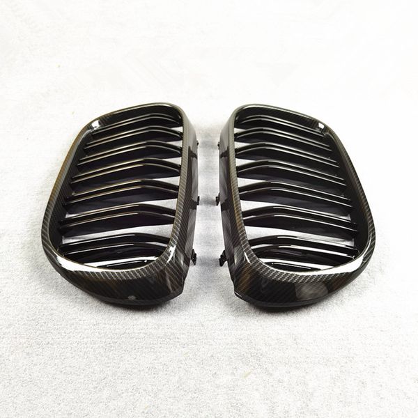 

pair 2 colors carbon pattern front kidney grill grille for b mw 7 series g11 g12 abs material mesh grilles 2016-2019