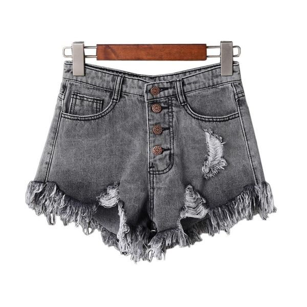 

women's shorts fashion womens high waist tassel ripped jeans summer large size denim drop, White;black