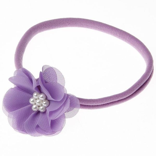 

1pcs chiffon flower with pearl baby elastic headband nylon newborn toddler hair bands cute pgraphy props hair accessories wmtxmv, Slivery;white
