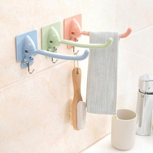 

hooks & rails 2pcs rotatable adhesive wall-mounted hanger housing organizations hook for key bathroom towel and paper holder