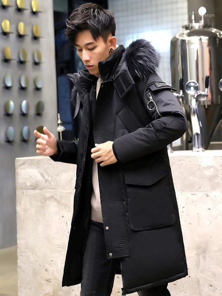 

white duck down jacket men korean winter coats big fur collar puffer jacket men down coat warm parka abrigo 1896 yy19891, Black