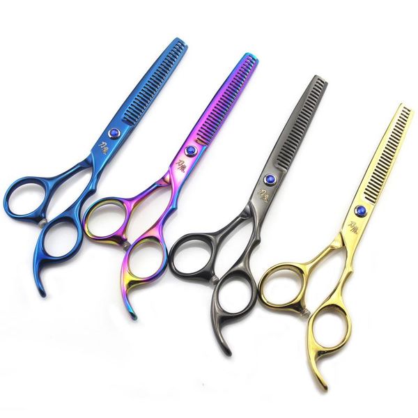 

hair scissors 4 color 6 inch 4cr stainless steel set of professional cutting &thinning with for hairdressers