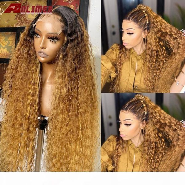 

13x6 180 density lace front honey blonde wave curly human hair wigs pre plucked brazilian remy 5*5'' silk base pu lace wig, Black;brown