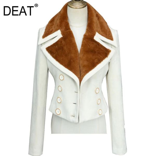 

deat 2020 new autumn and winter fashion casual long sleeve solid color big fur collar with warm suede jacket coat women sg834, Black;brown