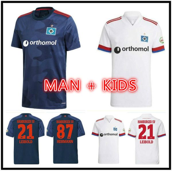 

2020 2021 hamburger sv soccer jerseys home white away blue 20 21 hsv männer kinder uniformen men kids kits sets football shirts uniforms 2xl, Black;yellow