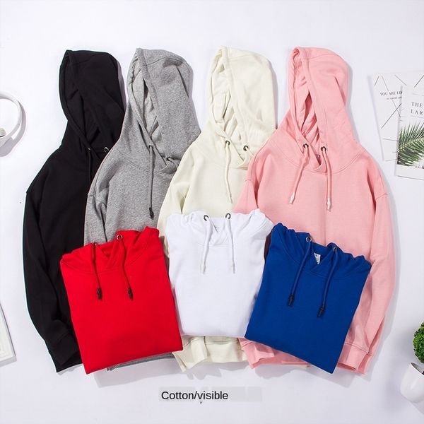 

2021 new spring and winter fashion solid color simple sleeve pocket around neck with sweater hood boh1, Black