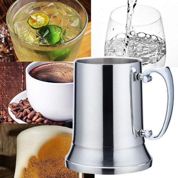 

mugs 450ml/560ml double wall 304 stainless steel european style milk cup party's beer wine portable travel handle coffee& mug