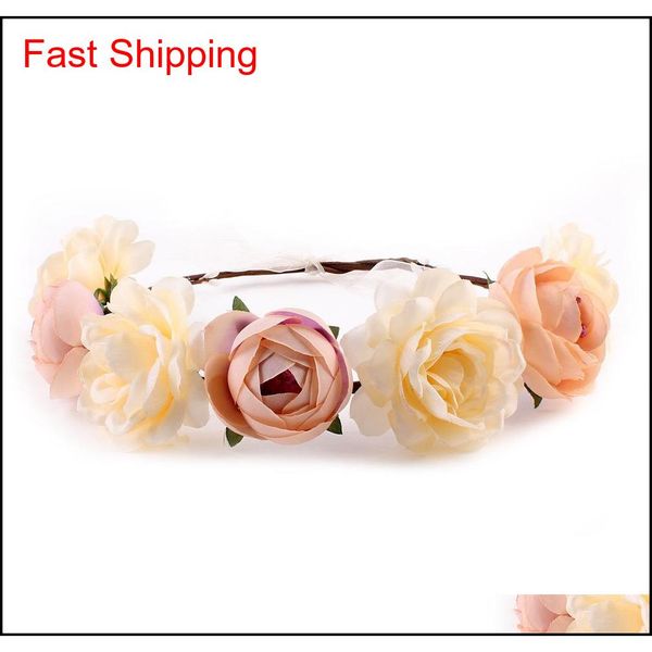 

bohemia women flower headband hair band garland crown artificial wedding bride simulation flower head wreath ac qylsup bdehome, Silver