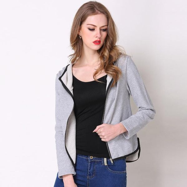 

women's dress new style spring and autumn versatile high-waisted short jacket, hooded zipper women's small coat1, Black;brown
