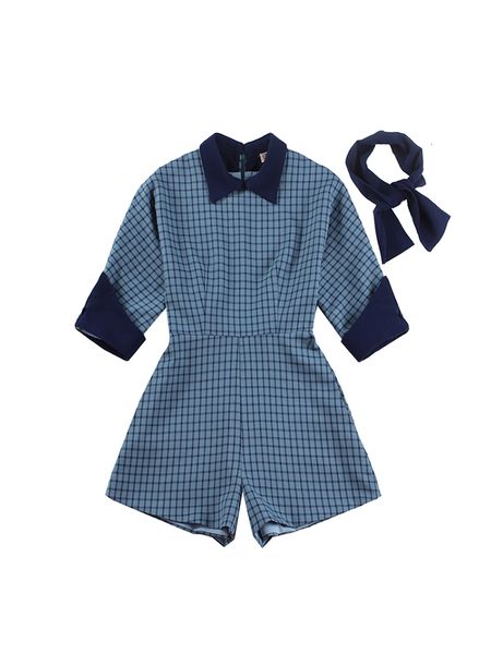 

2021 new le palais original vintage chess half tall waist coveralls with hair band pfjp, Black;white