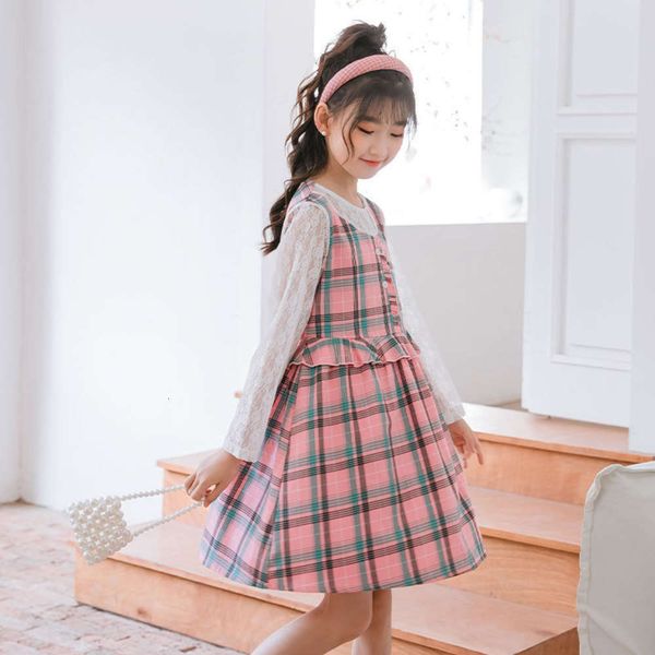 

spring korean new drs 2021 girls' lace long sve screen children's princs skirt kvq0, Red;yellow