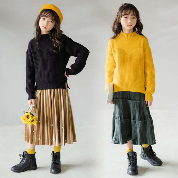 

13228 girls' sweater autumn winter 2020 new korean pullover thickened half high collar thick needle t-shirt, Blue