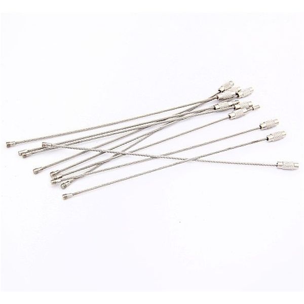 

key fashion cable stainless steel wire keychain ring for outdoor hikingoz2h, Silver