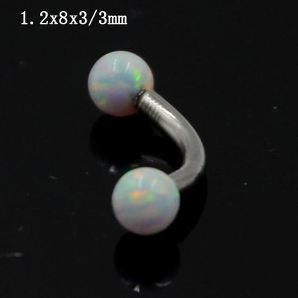 

showlove-1pcs stainless opal stone septum nose ring opal ball closure lip ring eyebrow piercing earring body jewelry q sqcoao, Silver