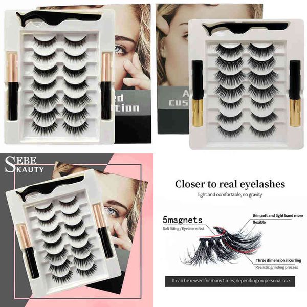 

fake eyelashes magnetic eyelashes set full strip 7 pair natural cilia false eyeliner dramatic volume thick synthetic eye lashes makeup 22022