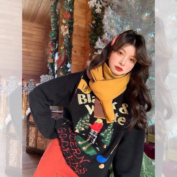 

2020new christmas sweater has launched christmas embroidery pullovers restoring ancient ways h1211, White;black