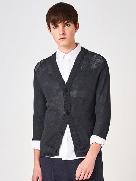 

men solid button up cardigan 915o#, White;black