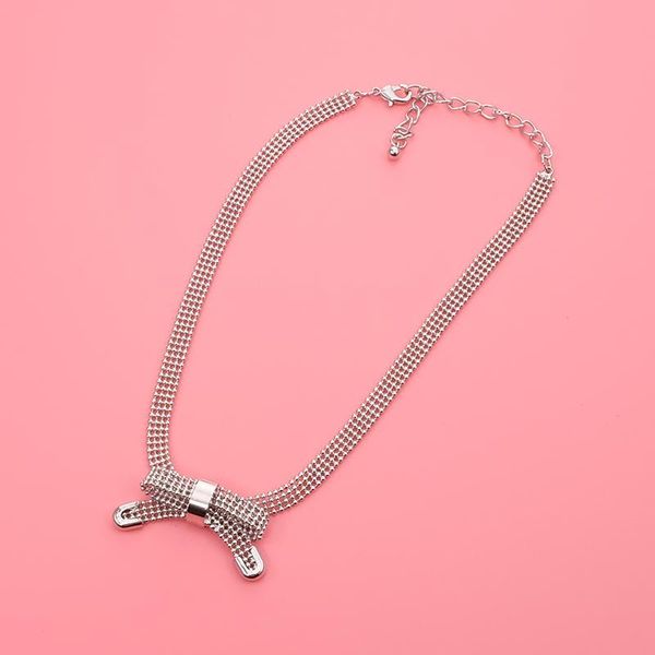 

chains all seasons women chic punk trendy beaded chain bowknot choker necklace fashion wedding bridal jewelry, Silver