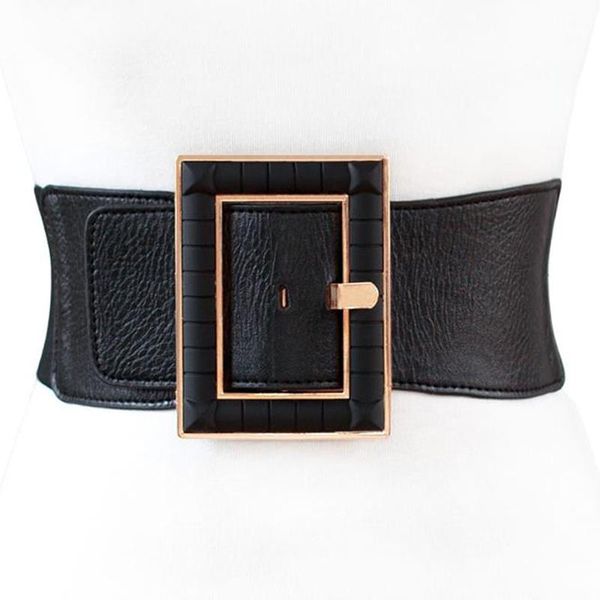 

2021 new spring trendy wid belt for women solid casual fashion waistband all-match metal buckle leather corset belt female, Black;brown