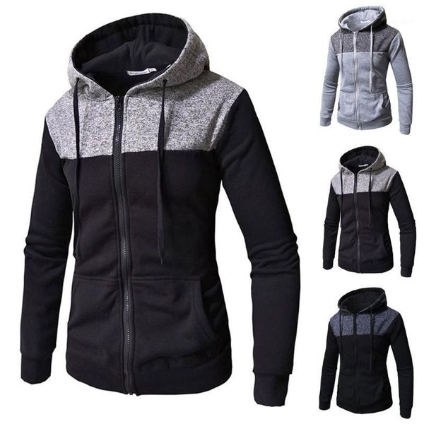 

men's hoodies & sweatshirts four season men style simple fashion pure color long sleeve comfortable zipper patchwork sweatshirt m09231, Black