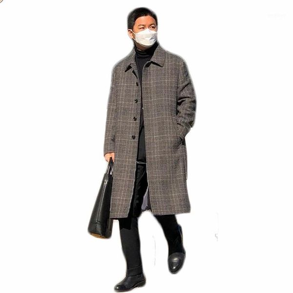 

one piece fashion men suits with belt wool thick custom made long men coat winter lapel fashion business jacket, White;black