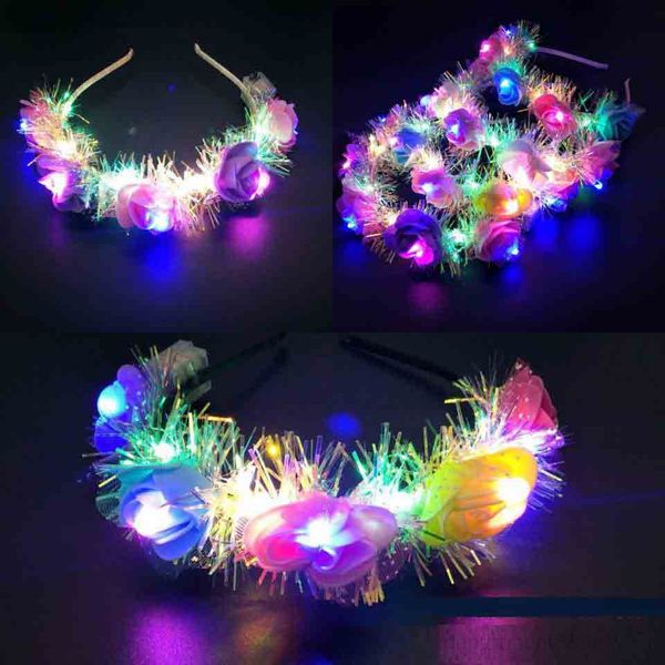 

flower led light crown women floral headbands glowing headband for party wedding