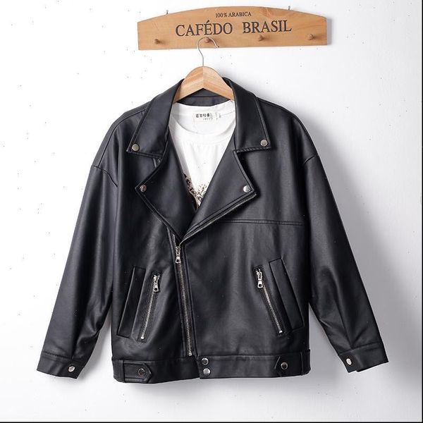 

new autumn women pu leather jacket woman zipper short coat female black punk bomber faux leather outwear f105
