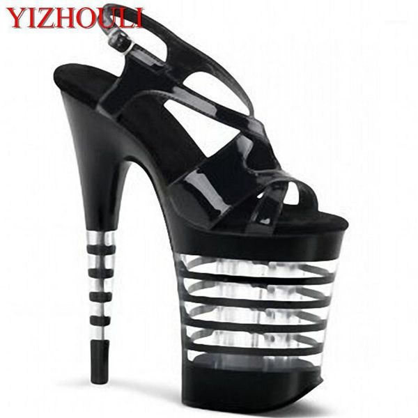 

20cm hand made fashion high heel shoes clubbing snow exotic dancer shoes 8 inch rome high heel summer sandals1, Black